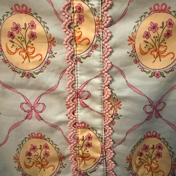 Shop the Mint Girls Floral Bow Print Top in Light Blue and Pink - Picture 5 of 10